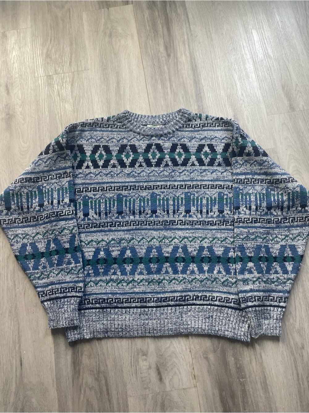 80’s Northwest Territory Geometric Crewneck Sweater - Blue & Green